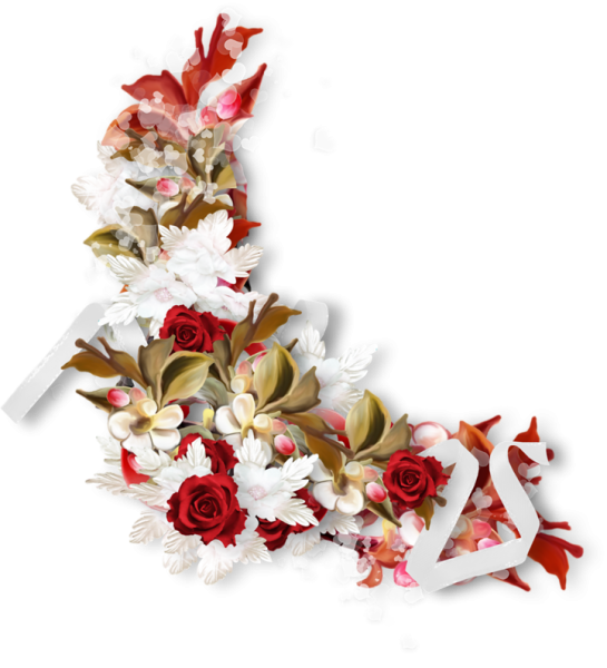 Цветочный угол на прозрачном фоне