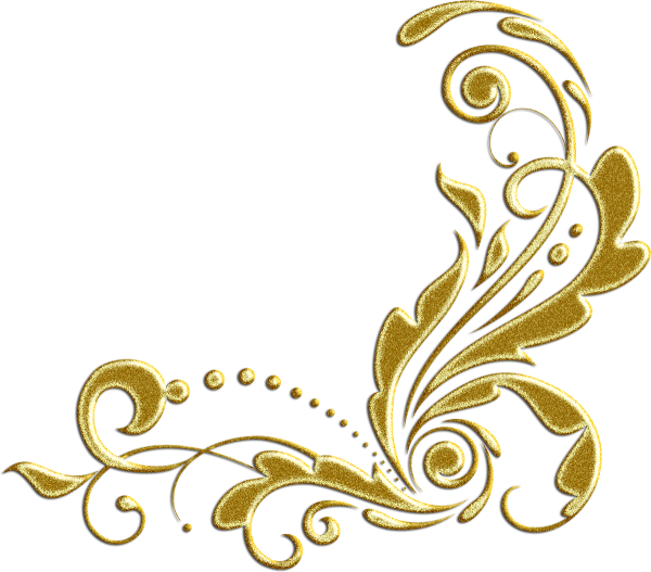 Золотые вензеля на прозрачном фоне