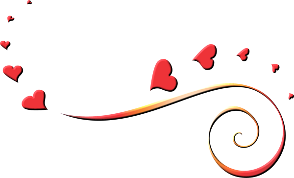 Линия из сердечек на прозрачном фоне