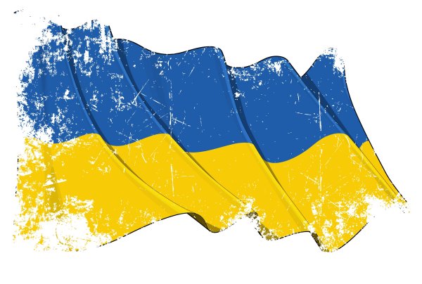 Украинский флаг на белом фоне