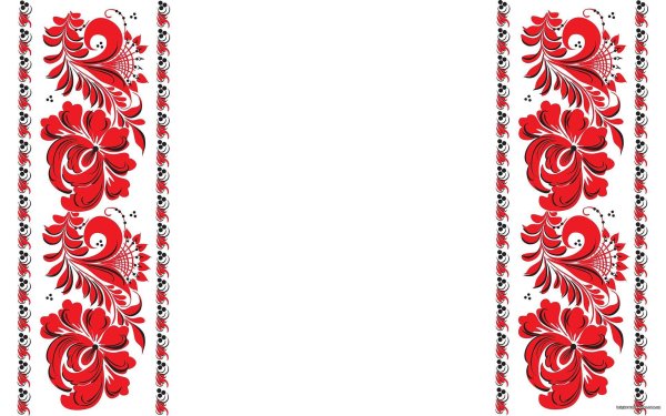 Белый фон с народным орнаментом по краям