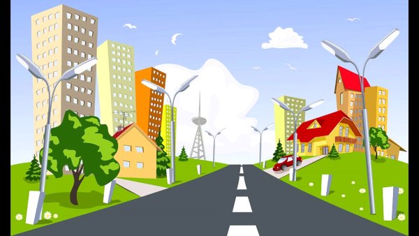 Мультяшный город дорога