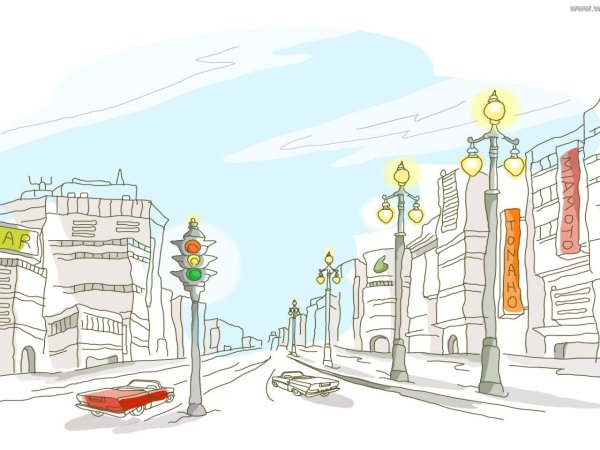 Городской пейзаж Векторная Графика