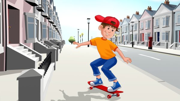 Улица с людьми мультяшная