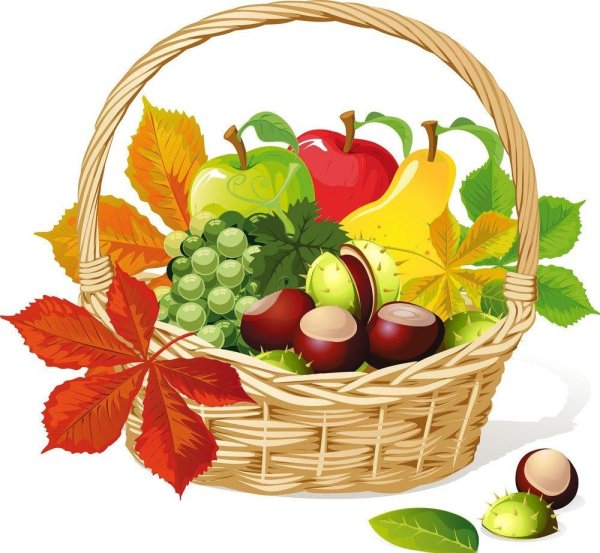 Дети с корзиной урожая