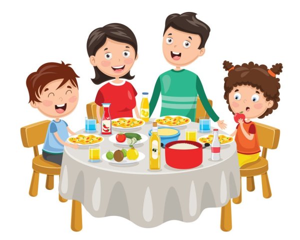 Картина для детей " дети обедают"