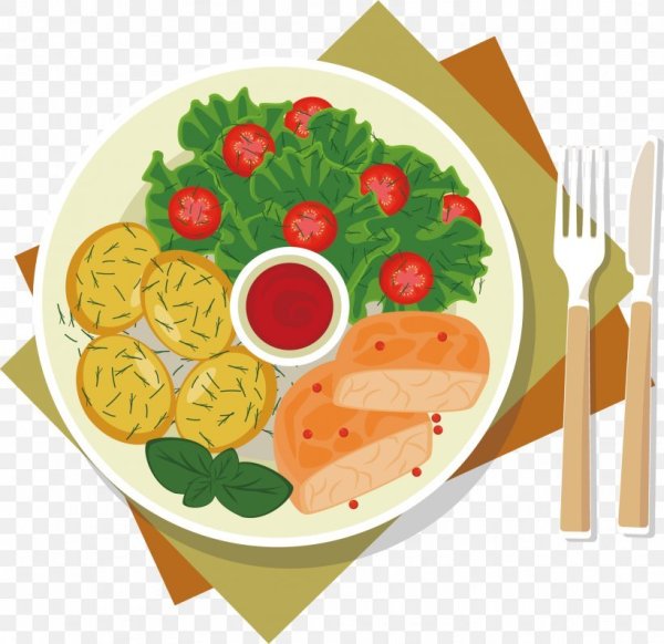 Тарелка с едой вектор