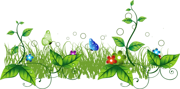 Трава с цветами на прозрачном фоне