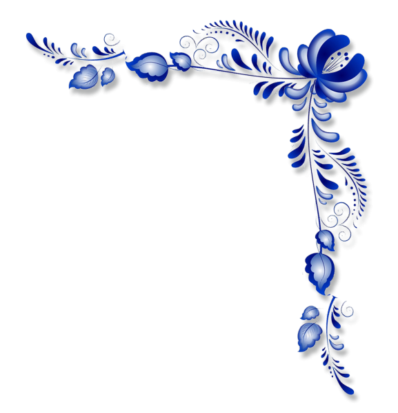 Рамка Гжель на прозрачном фоне