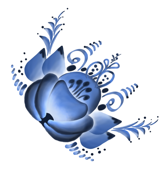 Элементы гжельской росписи роза