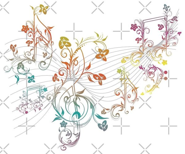 Музыкальный орнамент на прозрачном фоне