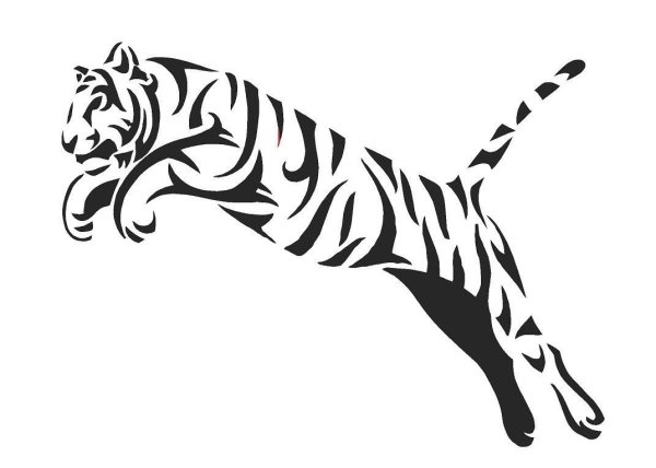Силуэт тигра в прыжке