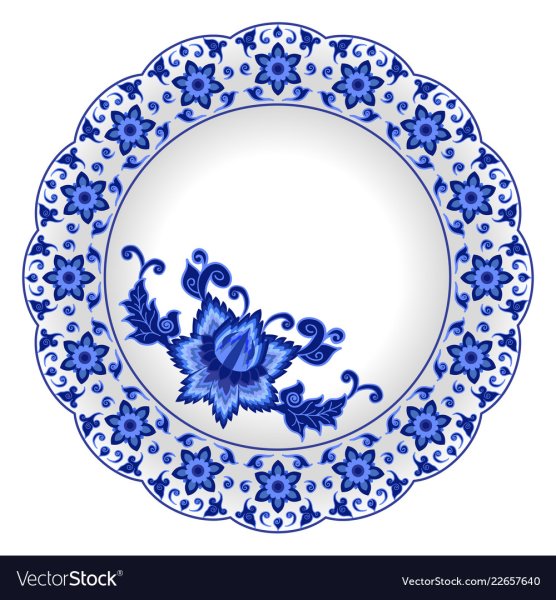 Блюдце с узорами гжелью
