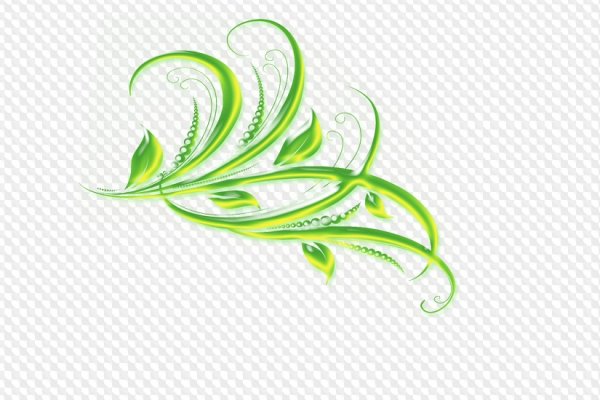Зеленые узоры на прозрачном фоне