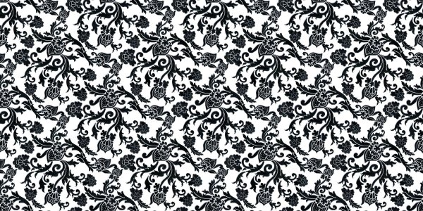 Белая ткань с черным орнаментом