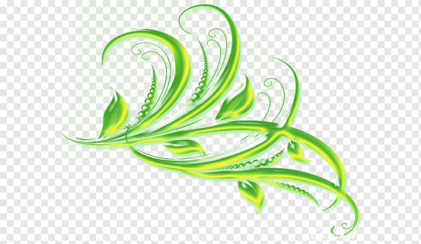 Зеленый орнамент на прозрачном фоне