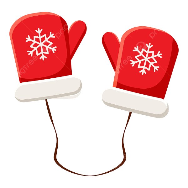 Рождественские варежки на белом фоне