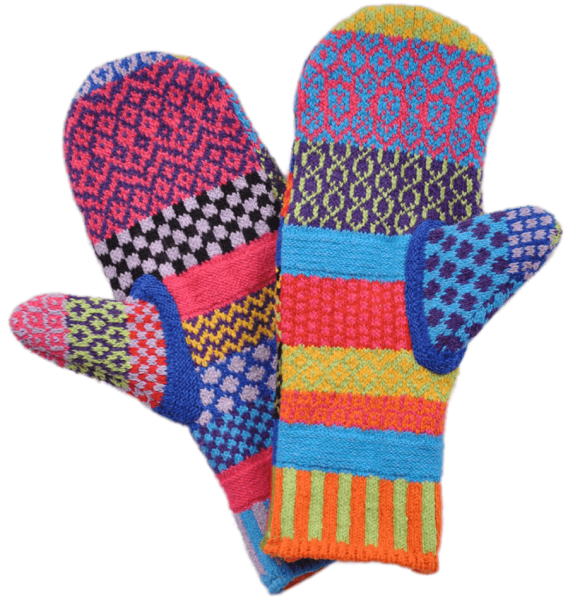Варежки вязаные яркие