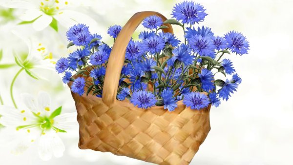 Корзина с васильками