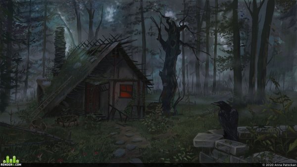 Ведьмин домик в лесу арт