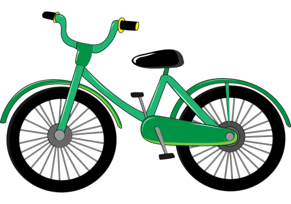 Зелёный мультяшный велосипед