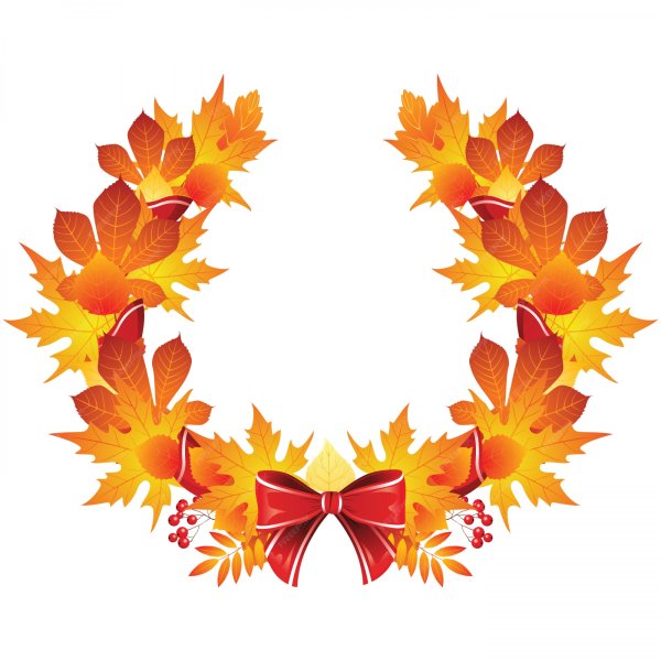 Венок из осенних листьев на прозрачном фоне