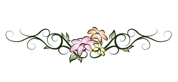 Цветочные вензеля на прозрачном фоне