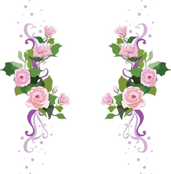 Цветочный орнамент на прозрачном фоне