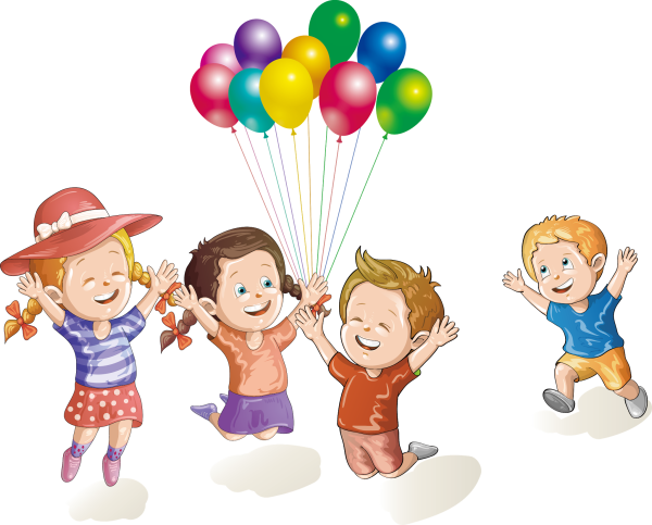 Дети с шариками без фона