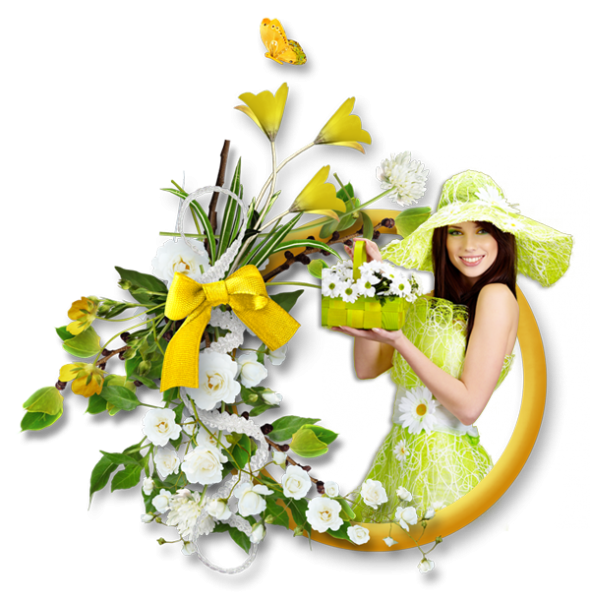 Весенние девушки на прозрачном фоне