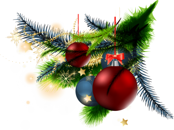 Ветка елки с игрушками