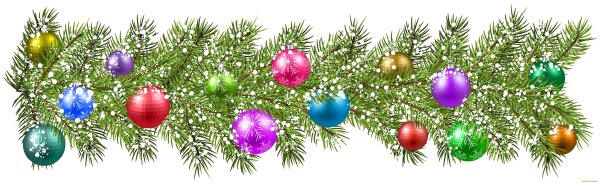 Новогодняя гирлянда на прозрачном фоне