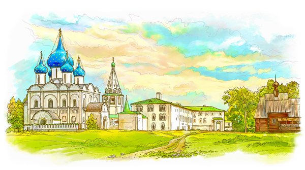 Зарисовка Кремля в Суздале