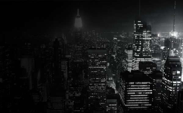 Черные обои город