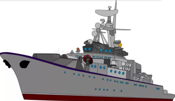 Боевой корабль на белом фоне