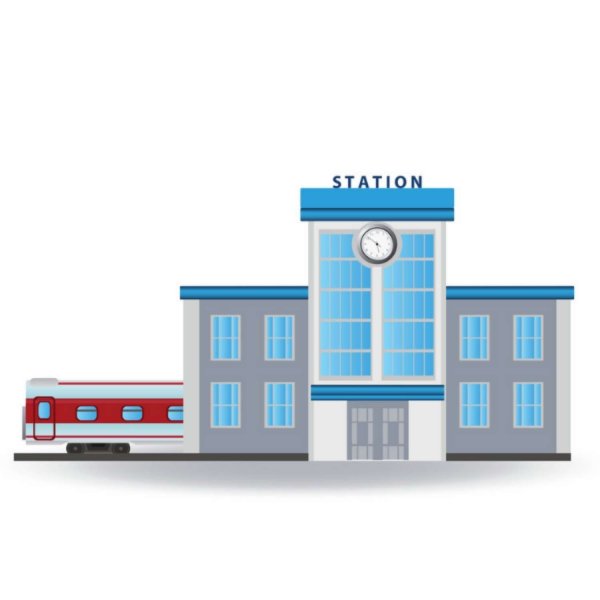 Вокзал на белом фоне