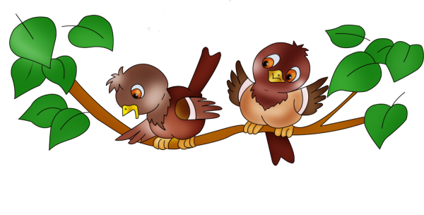 Птички на ветке мультяшные