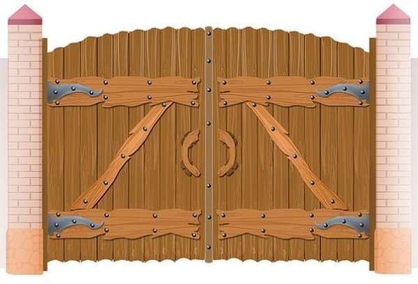 Деревянные ворота рисунок