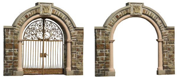 Кирпичные арки на прозрачном фоне