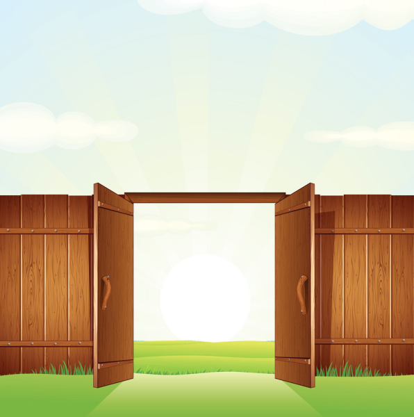 Деревянные ворота мультик