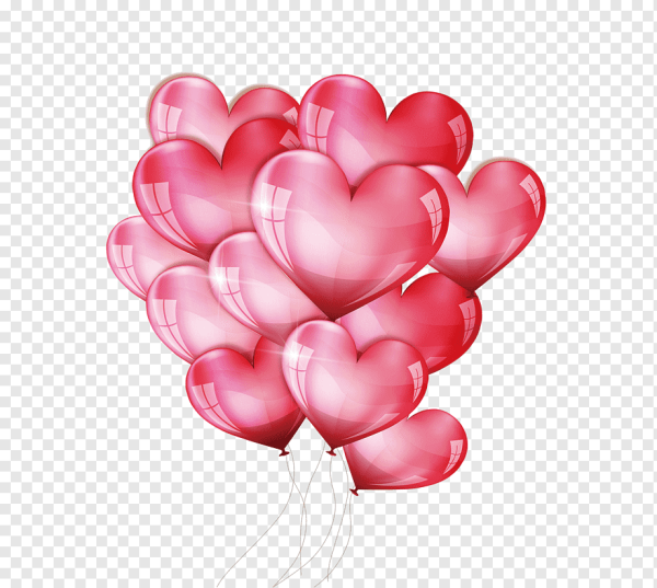 Розовые шарики в виде сердечка
