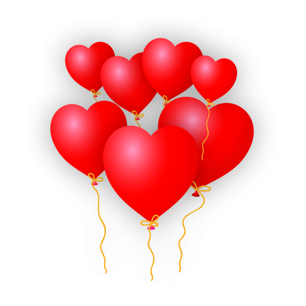 Шарики сердечки на прозрачном фоне