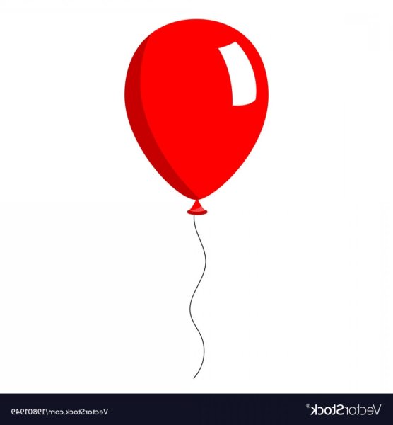 Воздушный шар красный на прозрачном фоне