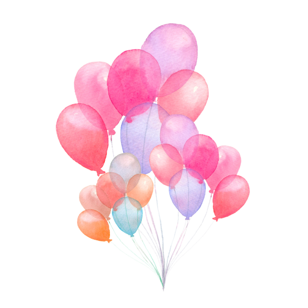 Воздушные шарики на прозрачном фоне