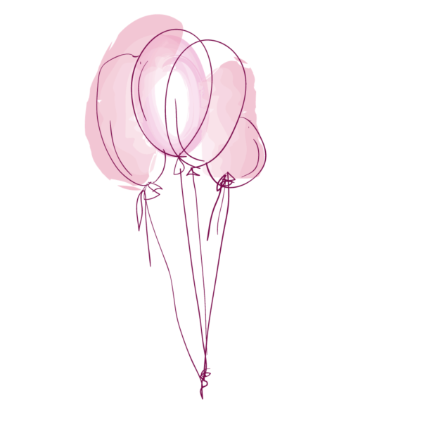 Розовые воздушные шары на прозрачном фоне