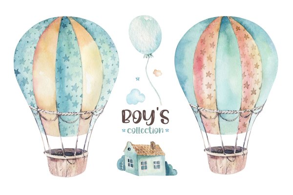 Акварельная иллюстрация воздушный шар