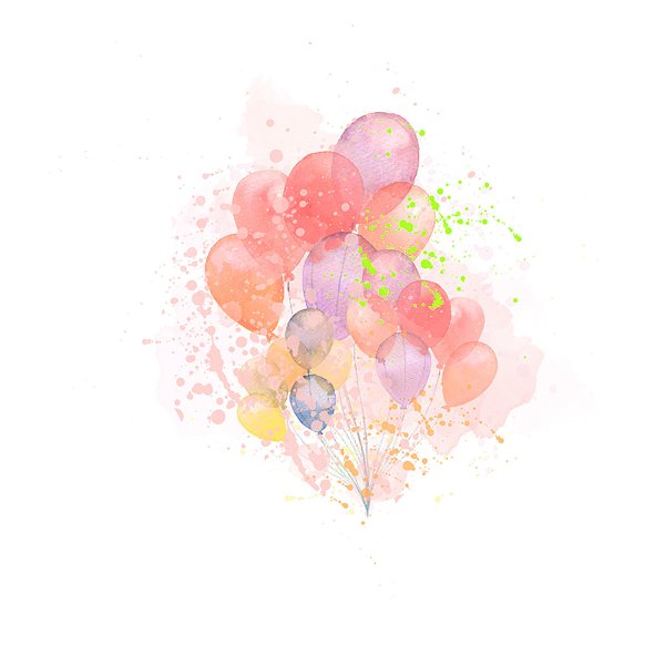 Акварельные воздушные шары на прозрачном фоне