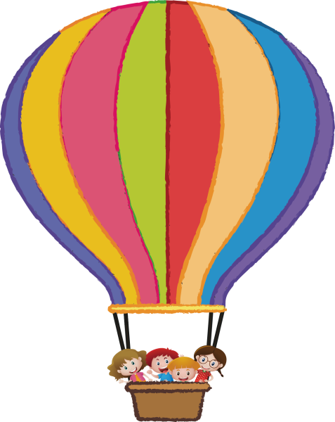 Воздушный шар с корзиной мультяшный