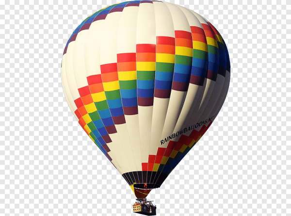 Воздушный шар с корзиной на белом фоне