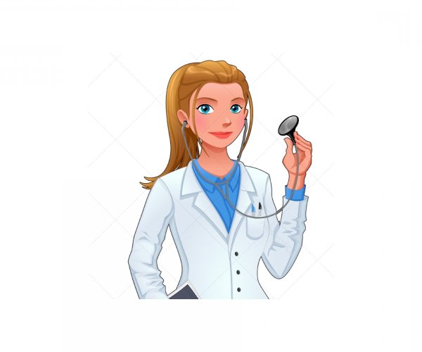 Врач мультяшный на белом фоне